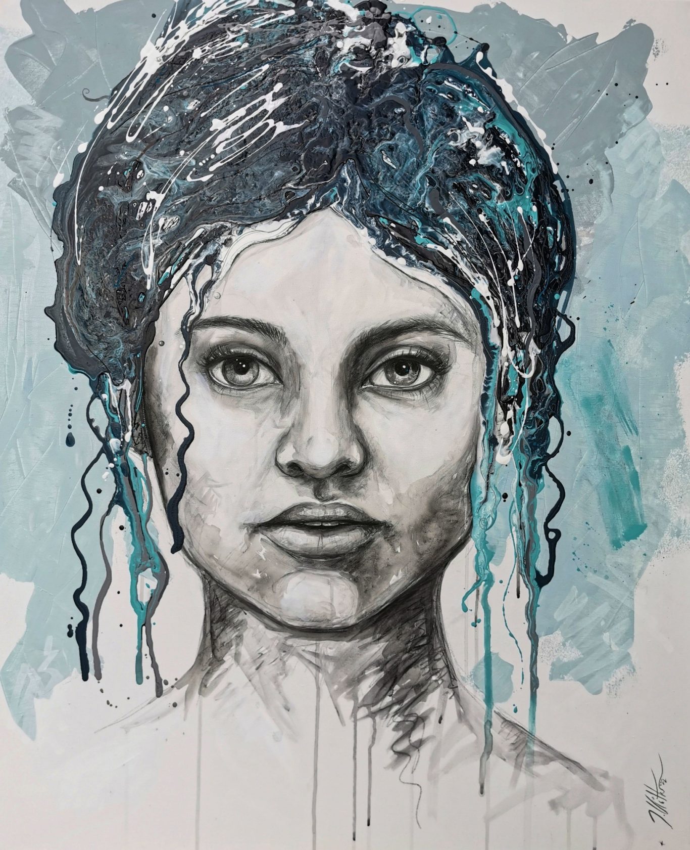 „Frau V“, 110x90 cm, Acryl und Graphit auf Leinwand, 2022