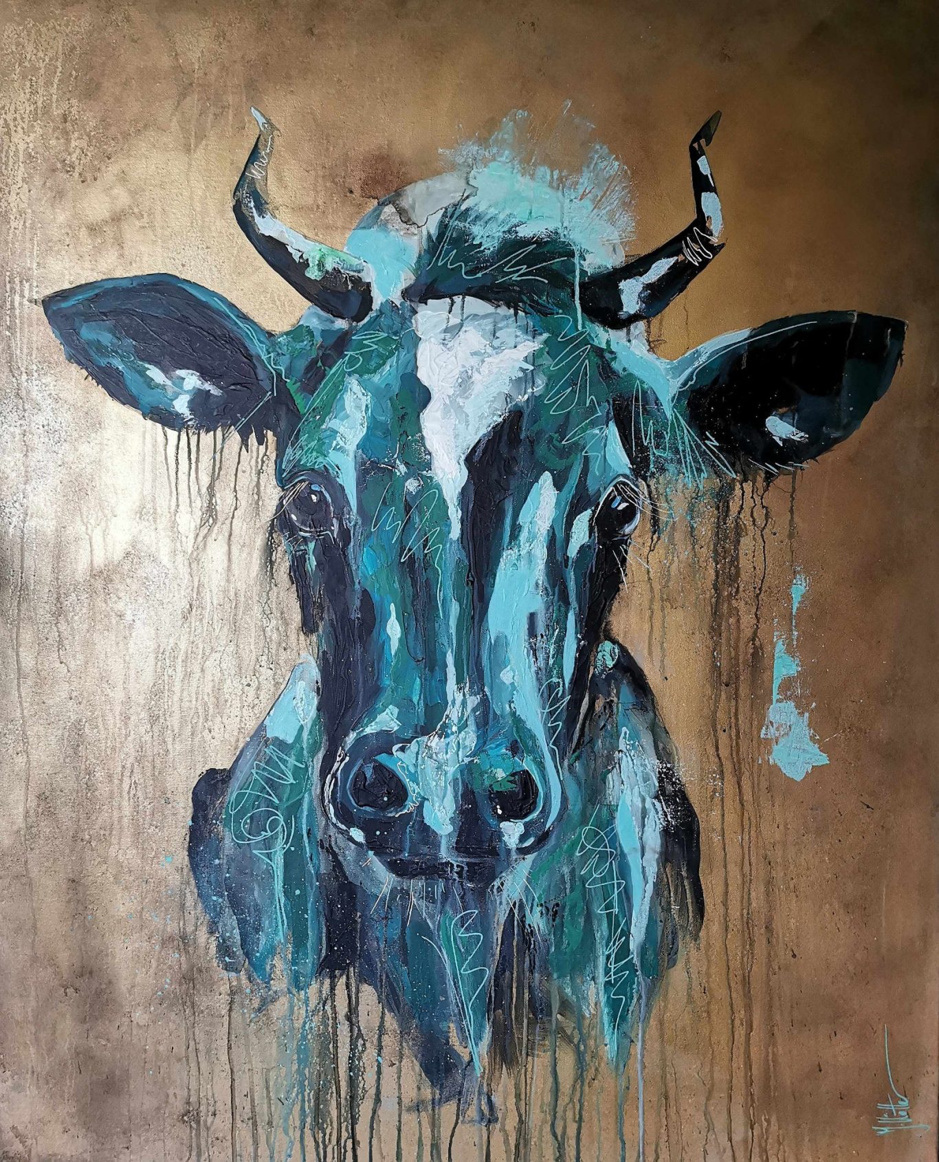 „Kuh“, 110x90 cm, Acryl auf Leinwand, 2021