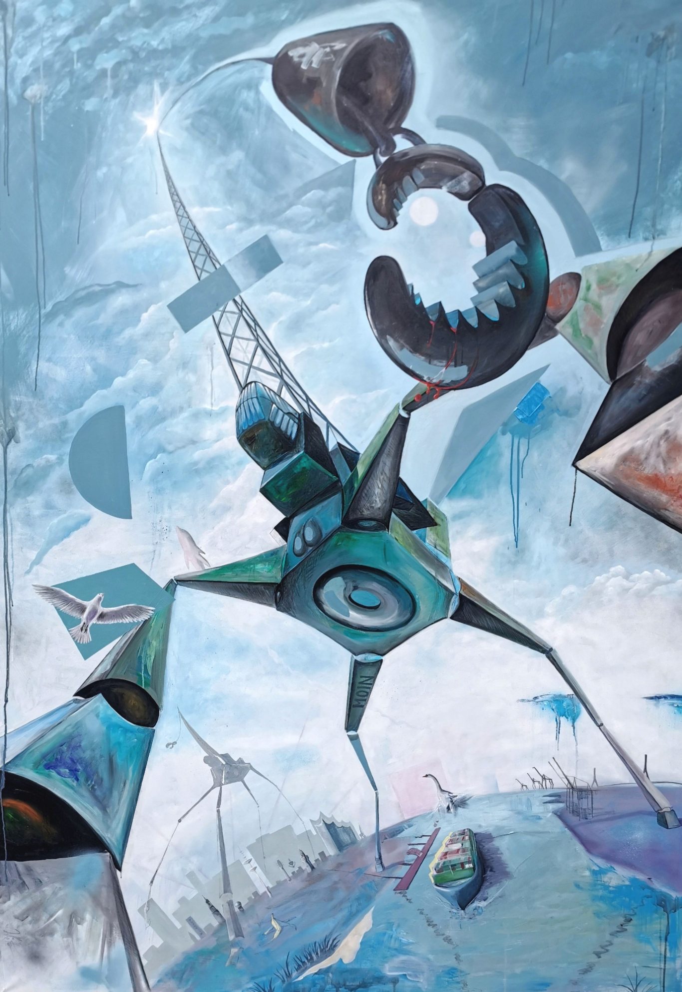 „Die Herde ist in Bewegung“, 200x140 cm, Öl auf Leinwand, 2021-22