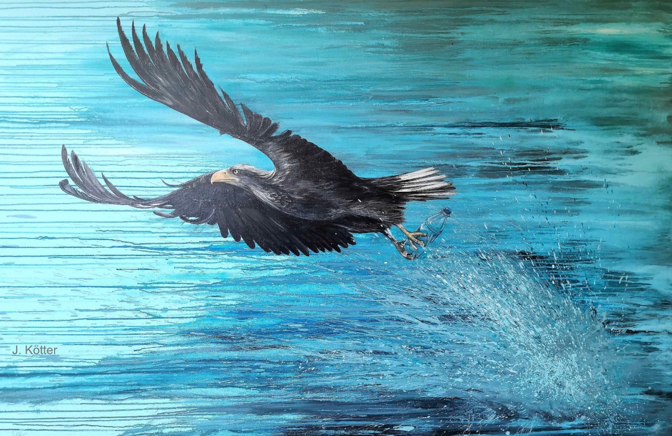 „Top-Predator: Adler“, 200x140 cm, Acryl und Öl auf Leinwand, 2021